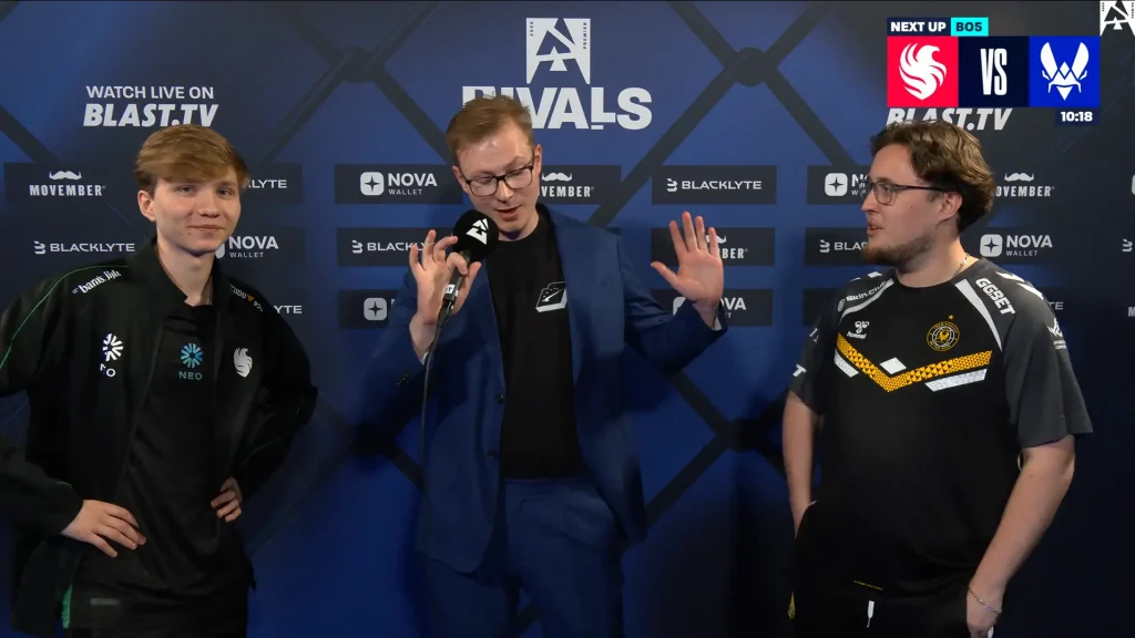 M0nesy - ZywOo на интервью перед финалом BLAST Rivals: "Давай побьем DarfMike за наглые вопросы"