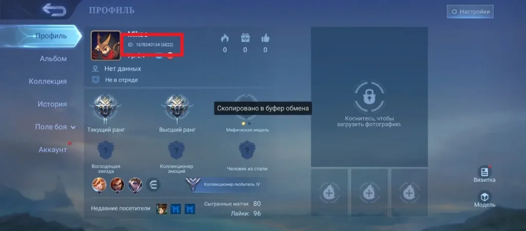 Свой ID в профиле МЛББ