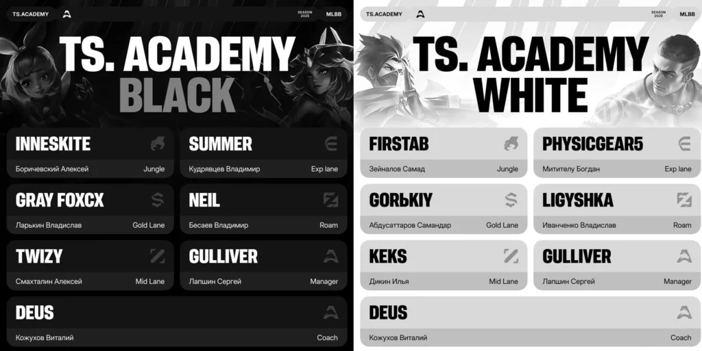 Состав Team Spirit Academu в MLBB