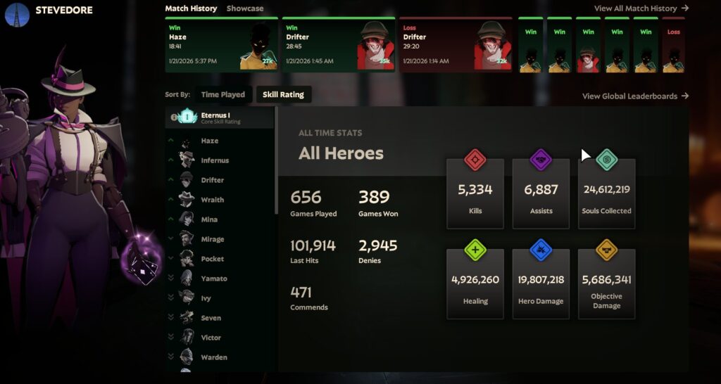 Quinn достиг ранга Eternus в Deadlock, на это ушло