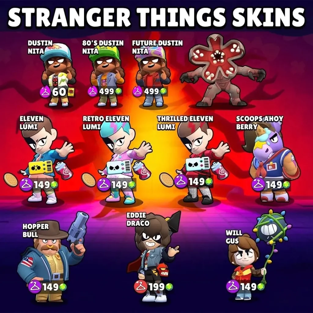 Как получить скины Очень Странные Дела в Brawl Stars