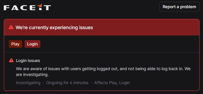 На FACEIT произошел сбой, игроки не могу зайти в аккаунт