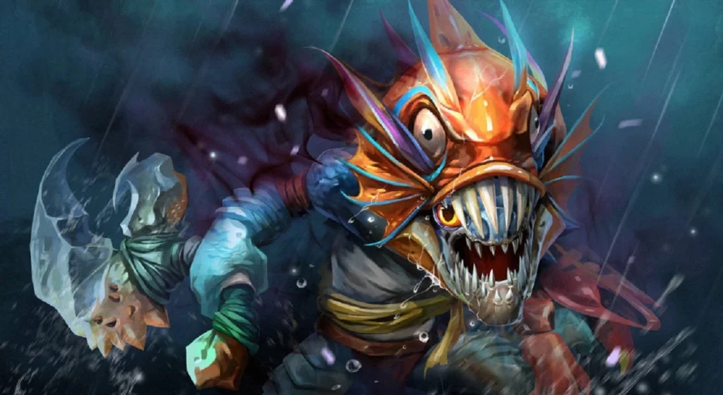 Slark ломает Доту. Дерется 1х5 на 9-й минуте с 250 регена