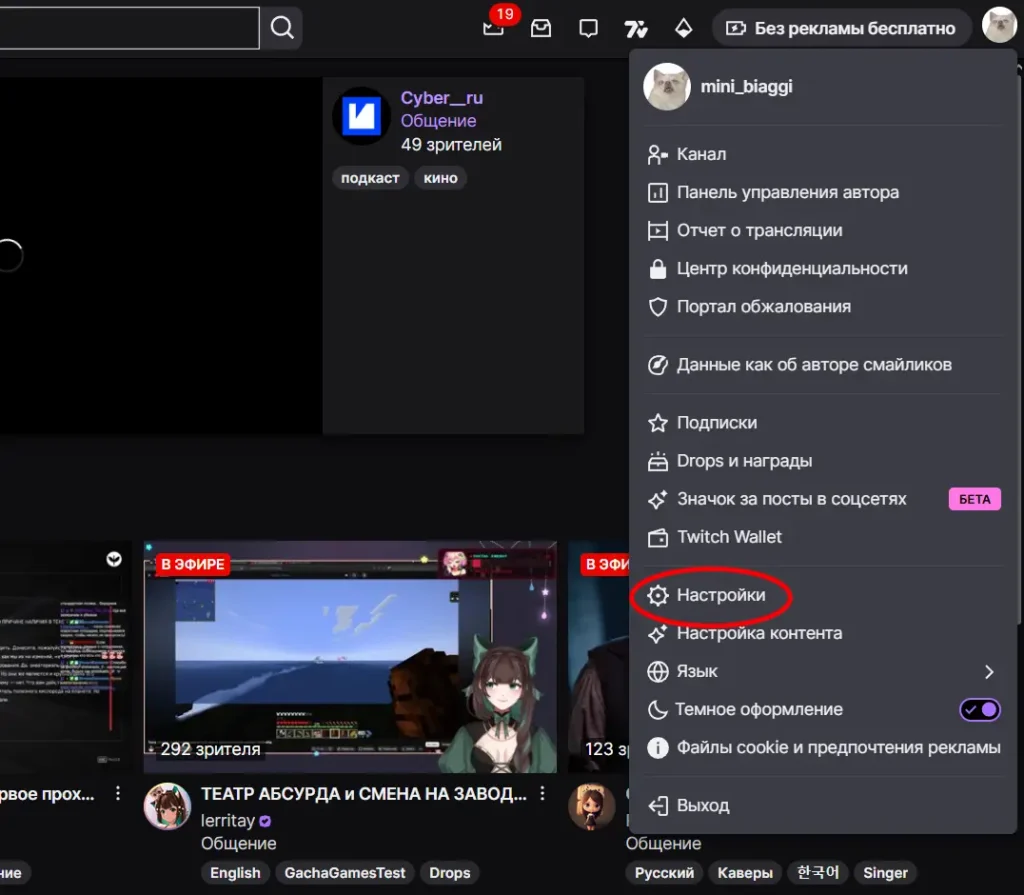 Как сменить ник на Твиче?